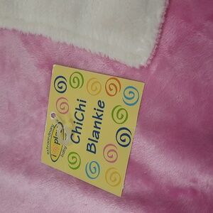 ChiChi Pink White Baby Blanket Made For Tiny Hands 13" Square Travel Blankie NWT